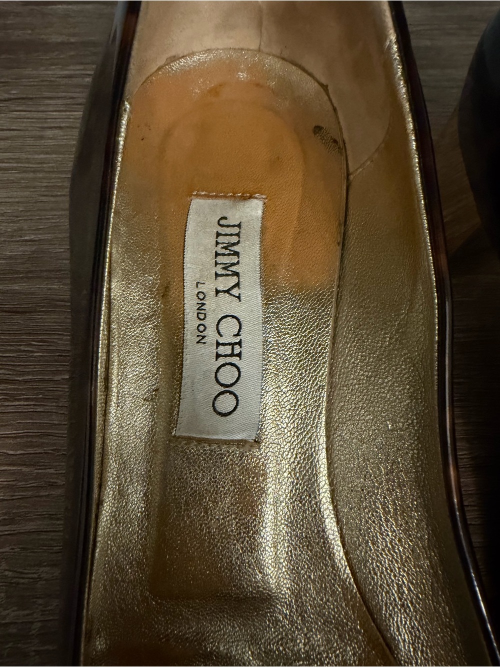 Vintage Jimmy Choo Tortoiseshell Brown Pumps Gold Block Heel & Hardware -Size 40 - Picture 5 of 10